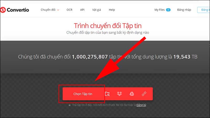 Chọn Tập tin để tải file lên